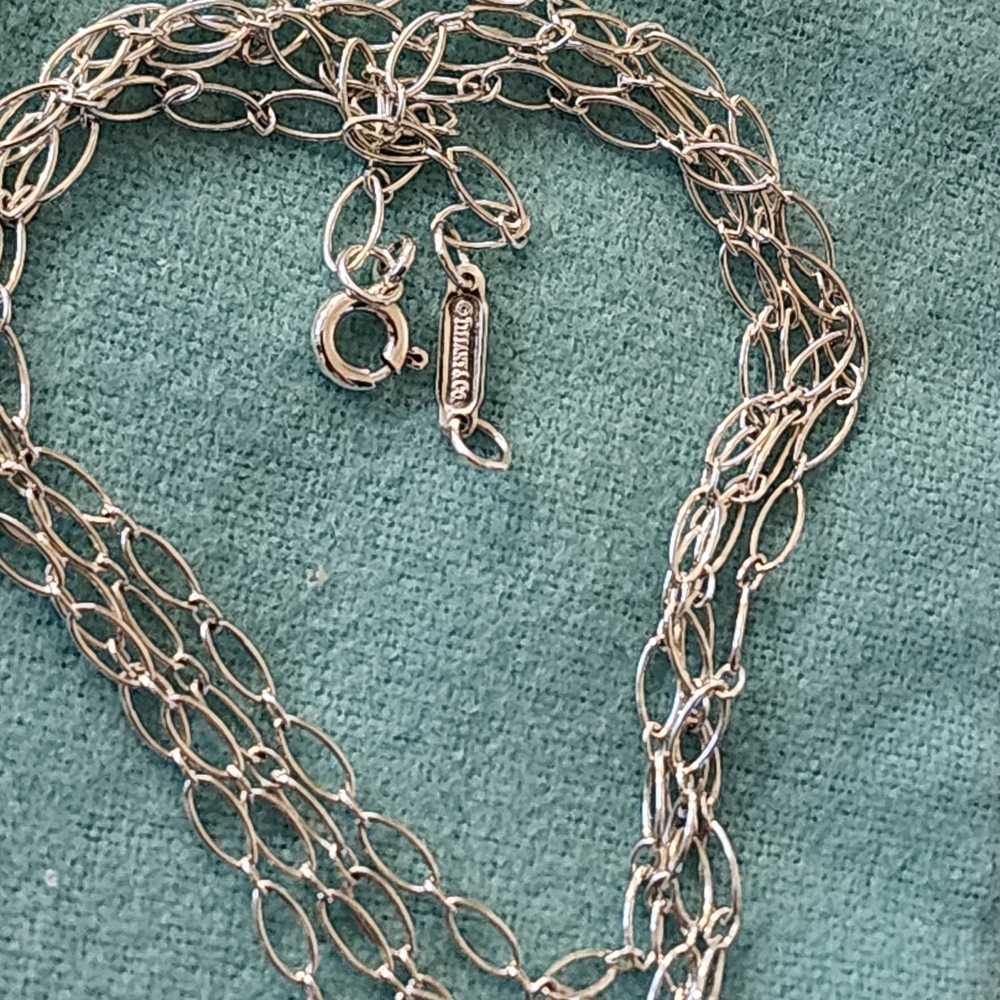 Tiffany& Co Dainty Oval  Silver Chain Necklace 30"